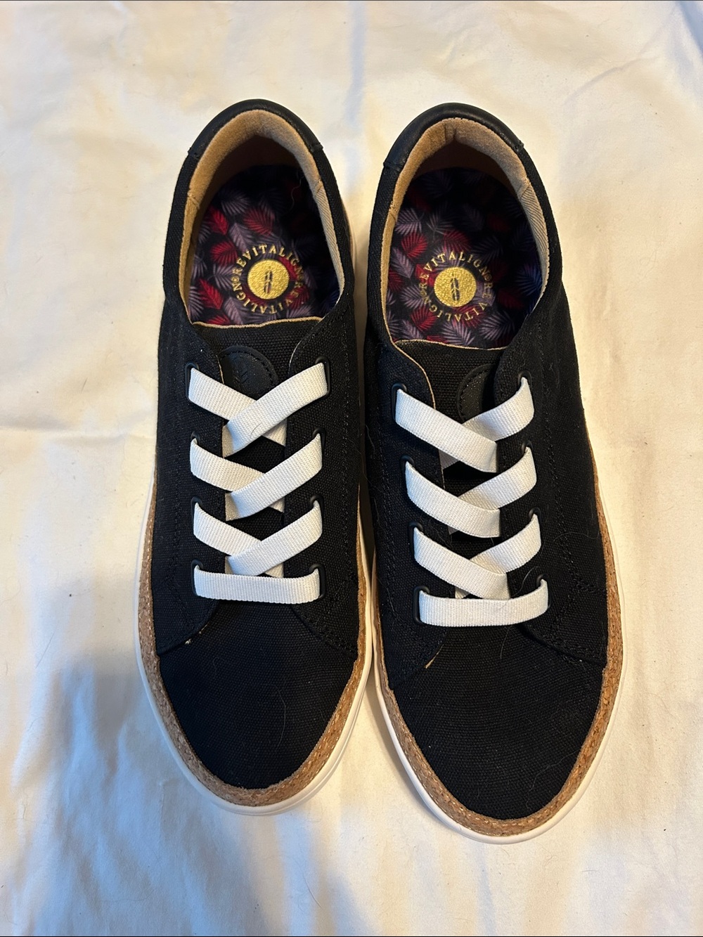 REVITALIGN Black Canvas Sneakers with White Laces NWOT